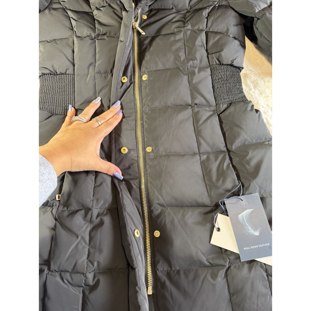 Cole Haan Signature Maxi Quilted Down Puffer Black Long‎ Coat Jacket Sz S - Picture 6 of 10